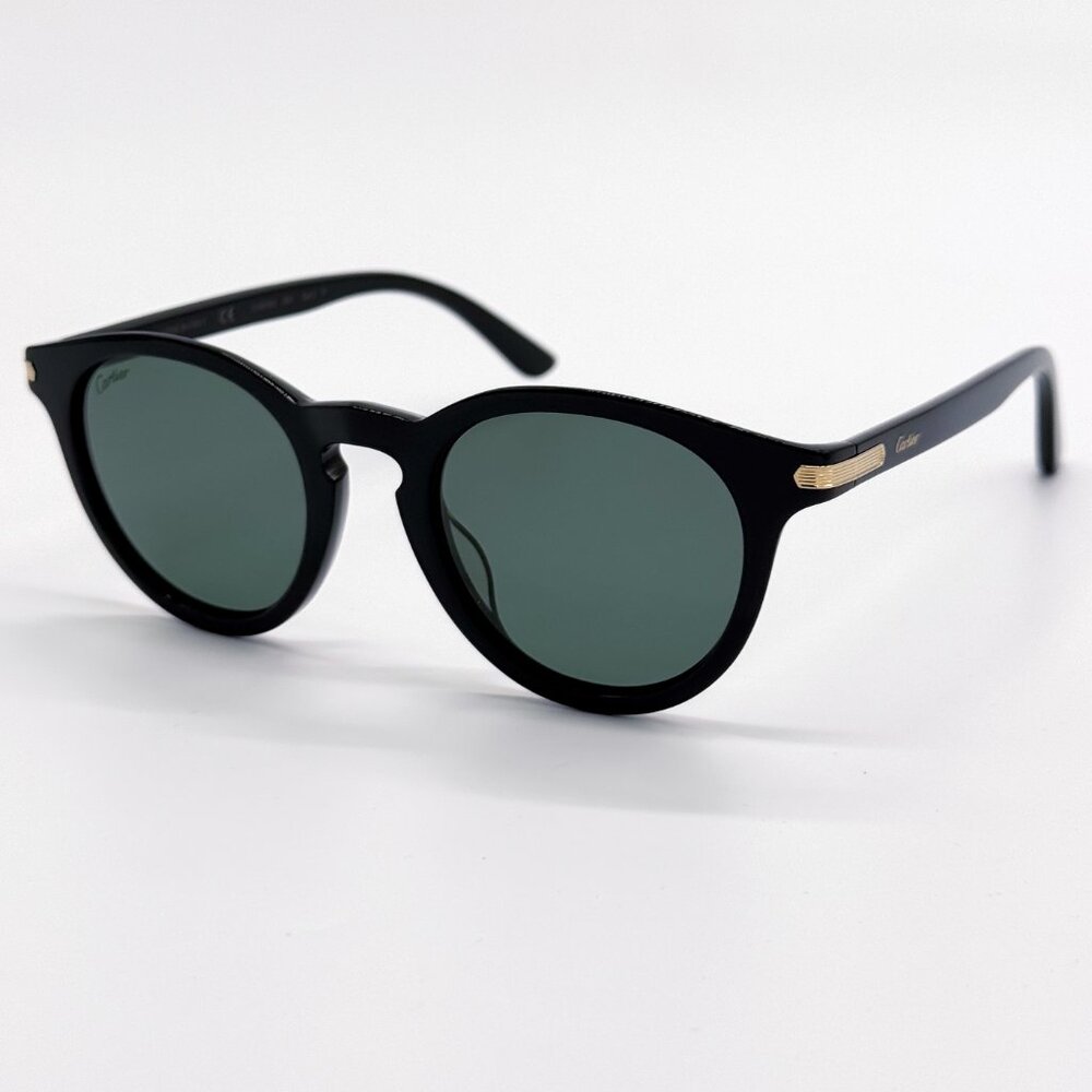 NEW CARTIER CT0010S 004 MEN BLACK ROUND SUNGLASSES